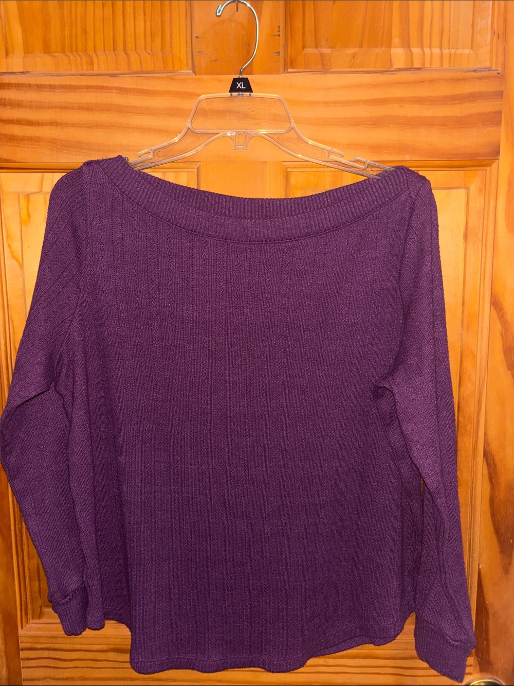 LOFT Deep Purple Ribbed Boatneck Sweater